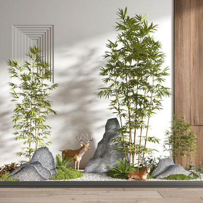  微地形 植物堆 室内造景su模型 