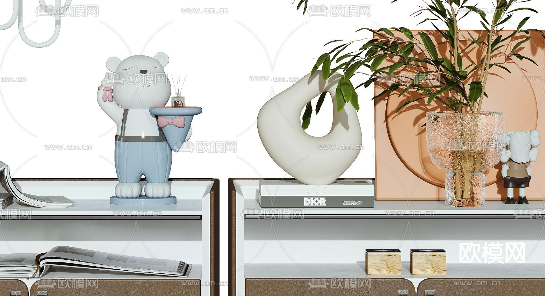 现代床头柜3d模型下载（渲染图3）