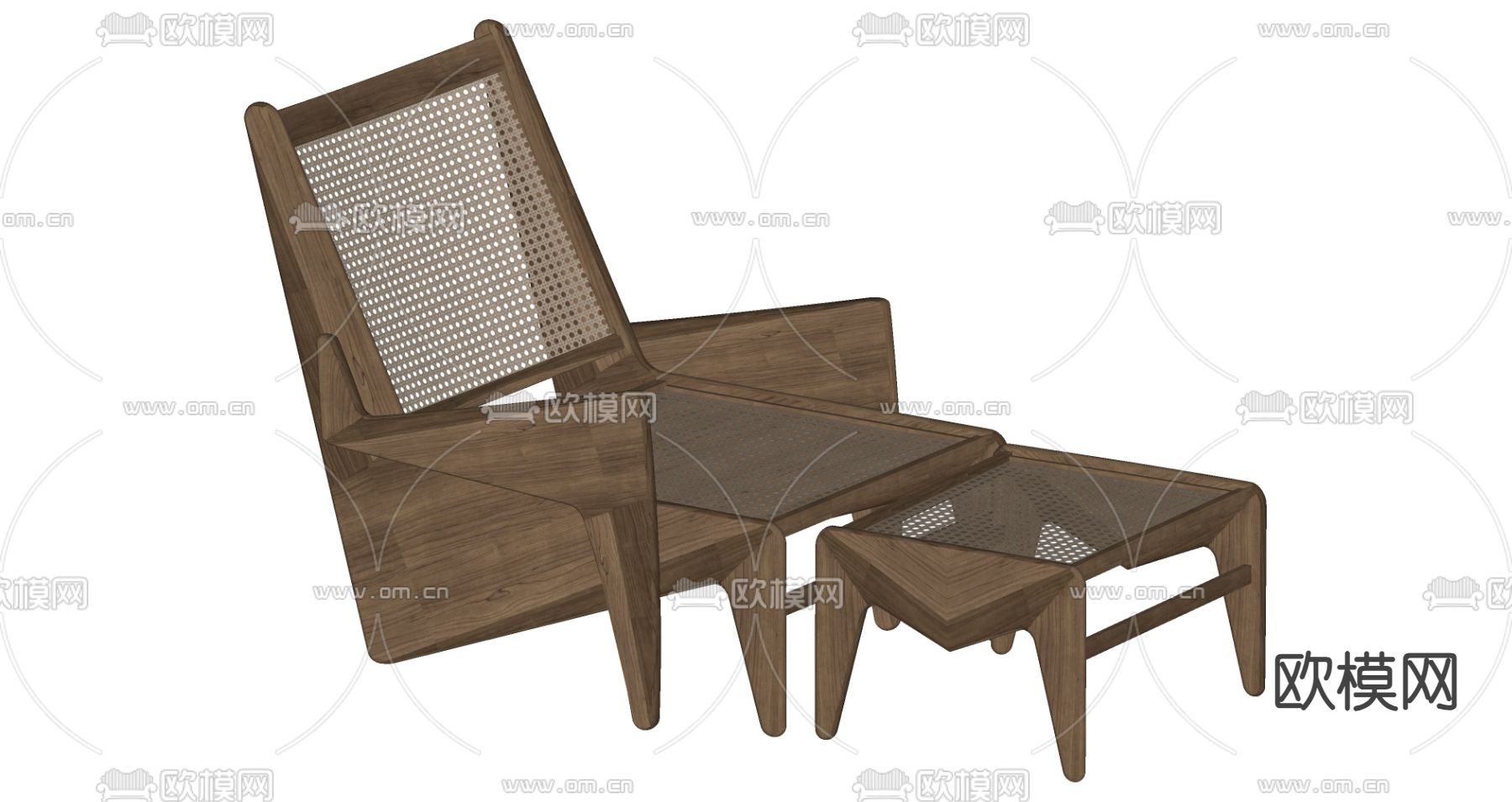 侘寂风休闲椅su模型下载（渲染图1）