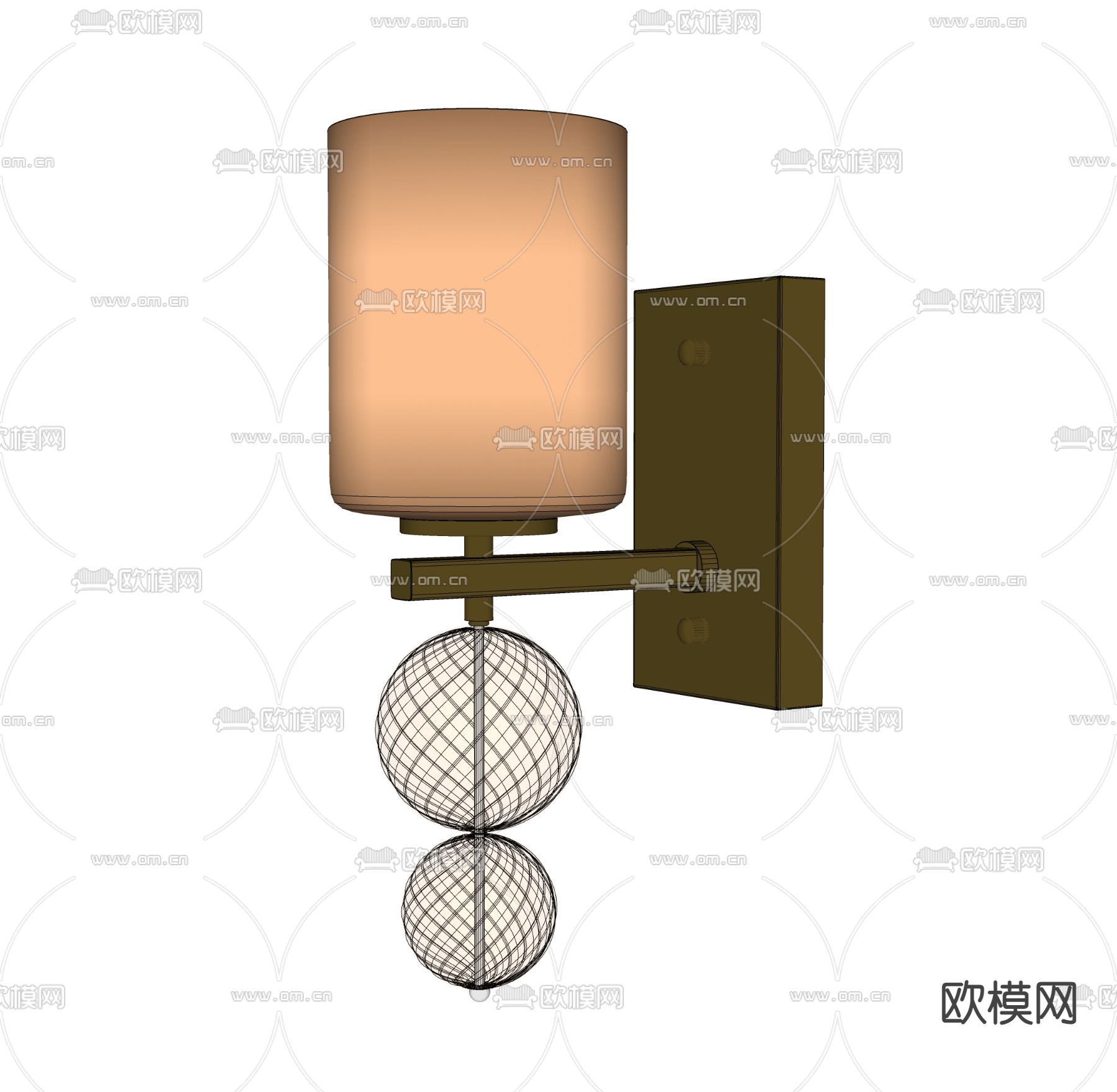 简欧壁灯su模型下载（渲染图1）