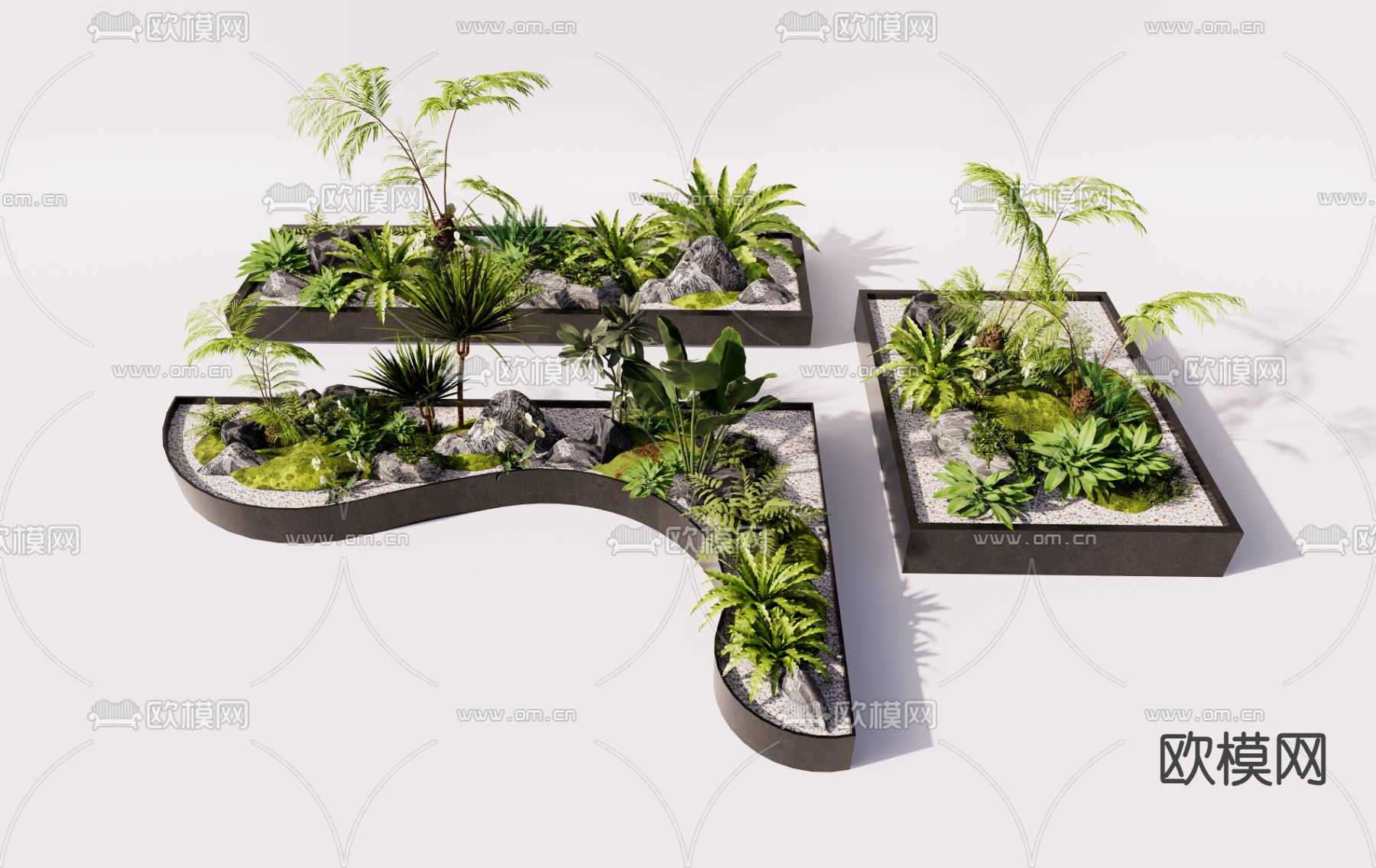 花池 花坛 花槽 绿植堆su模型下载（渲染图2）