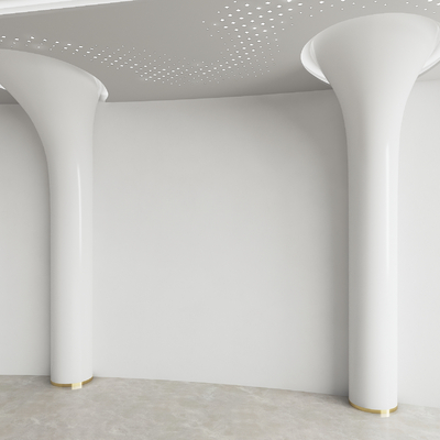  现代异形柱子 圆柱子su模型 