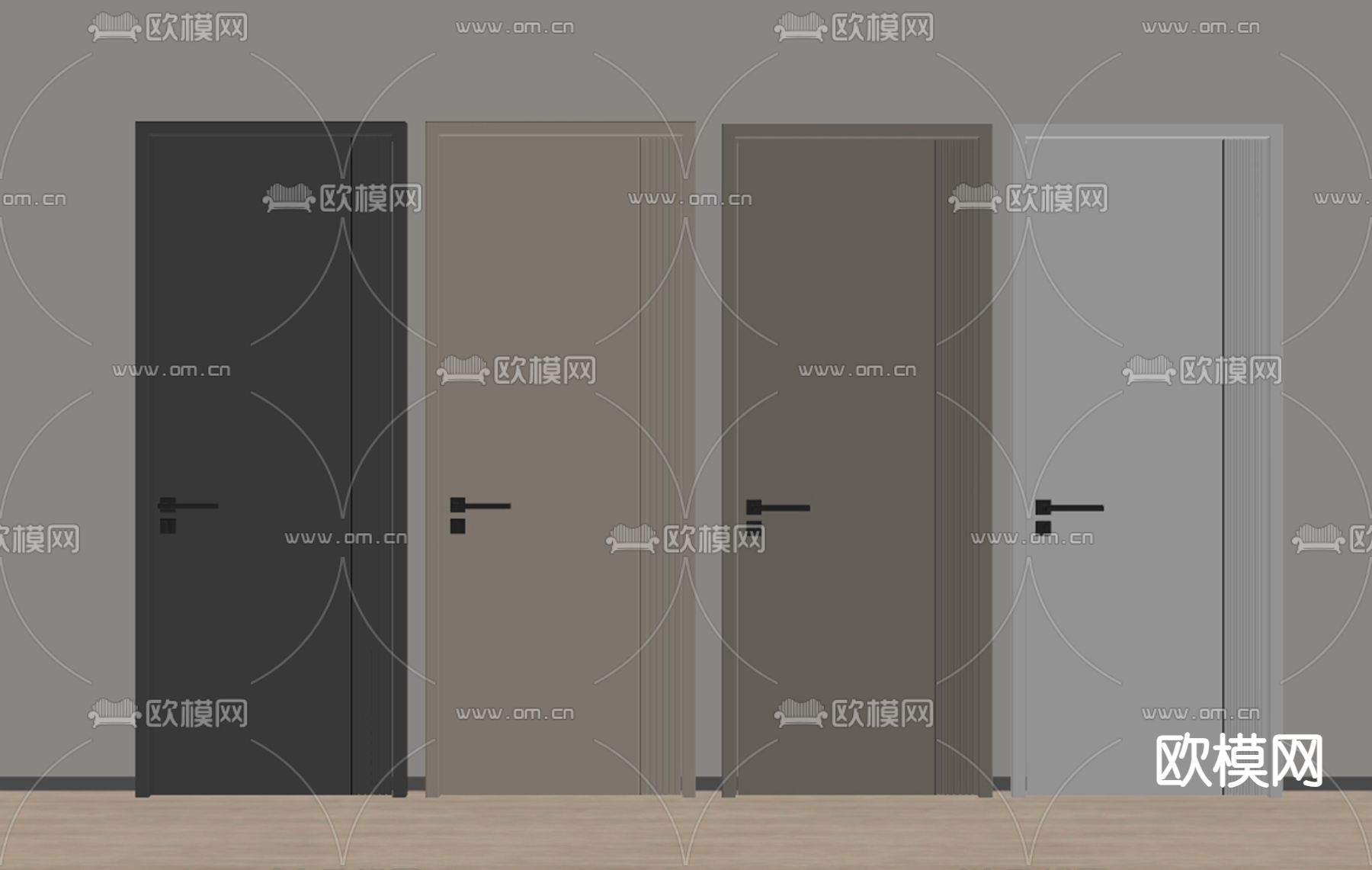 现代门 卧室门 单开门 烤漆门 木纹门 实木门su模型下载（渲染图2）