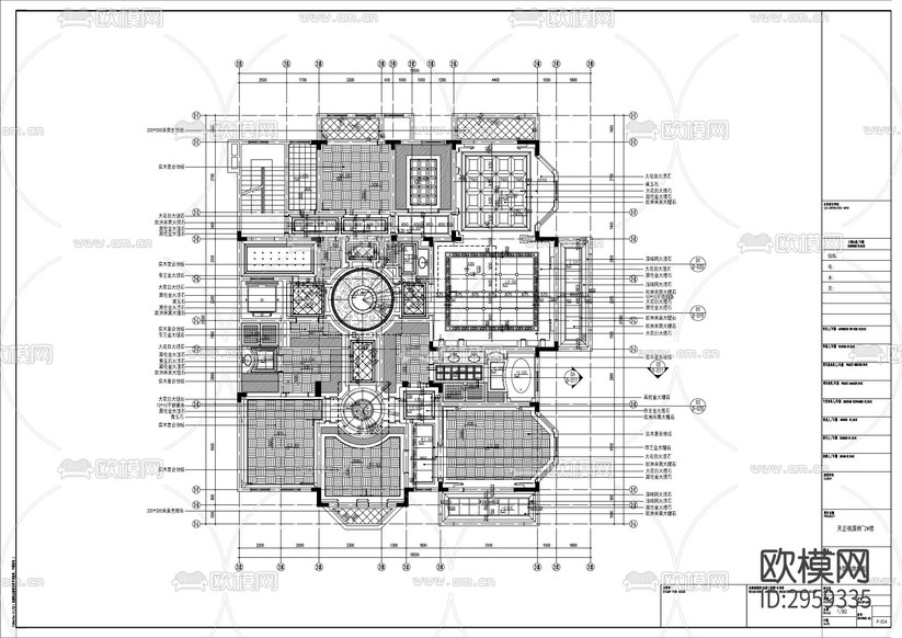 歐式風格大平層cad施工圖下載(渲染圖6)