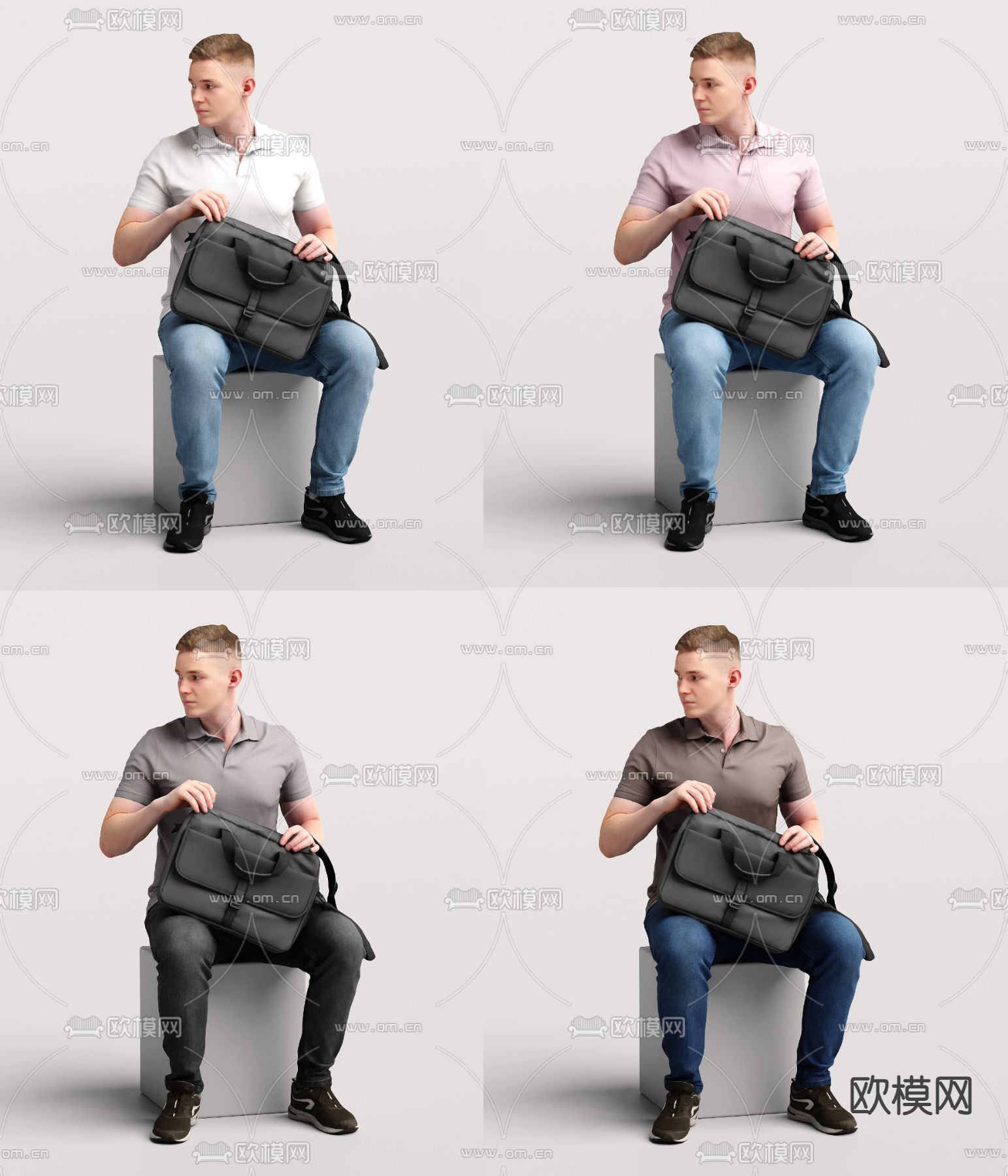 男职员 人物3d模型下载