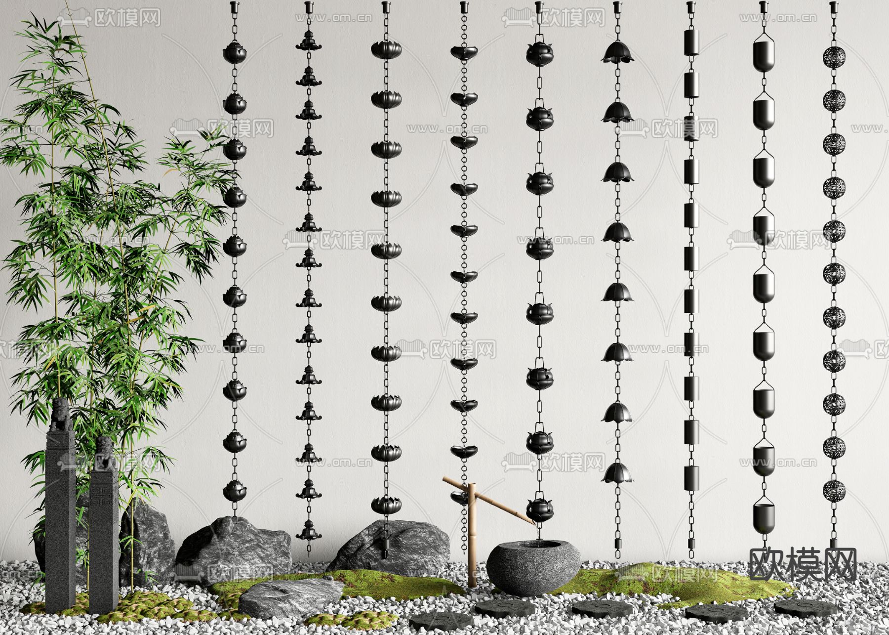 水景雨链 导水链 滴水链3d模型下载