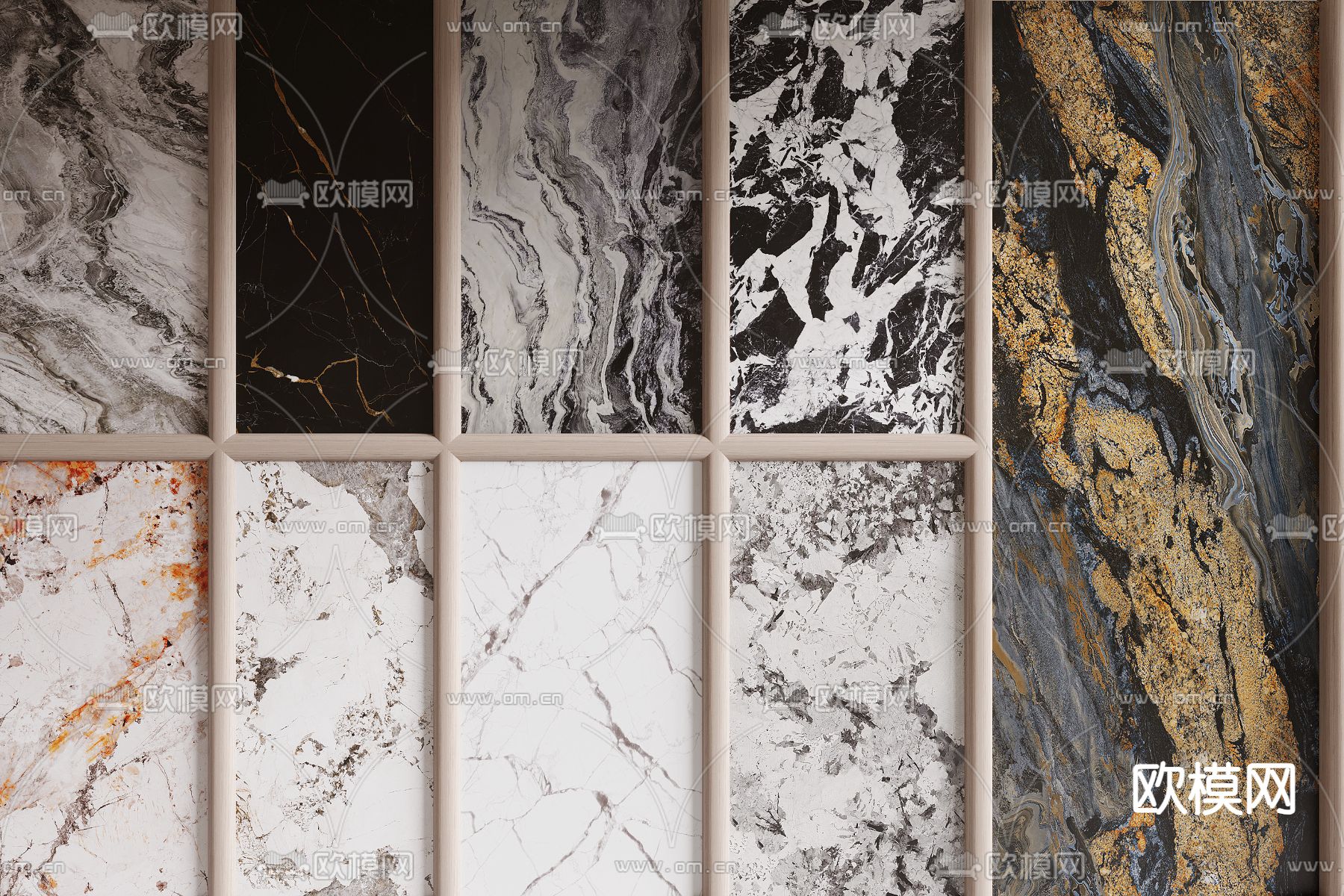 大理石岩板 瓷砖 墙砖 墙饰板3d模型下载