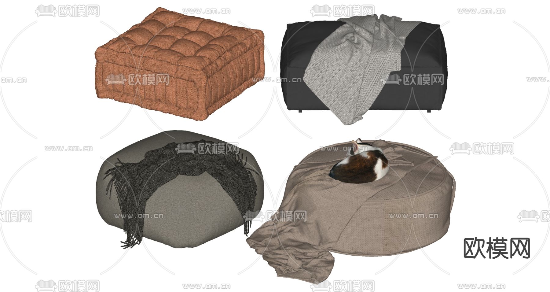 现代沙发垫 沙发凳su模型下载（渲染图1）