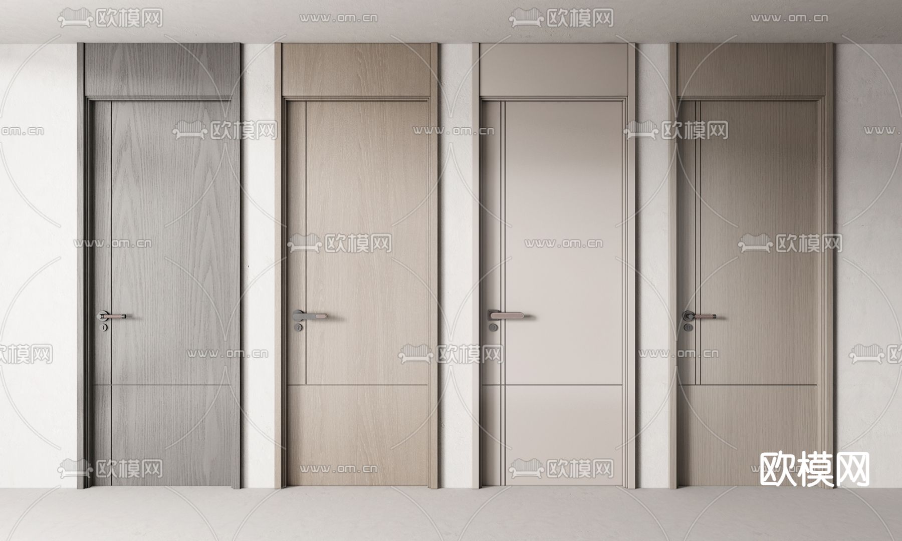 现代单开门 卧室门 通顶门 木门 房门su模型