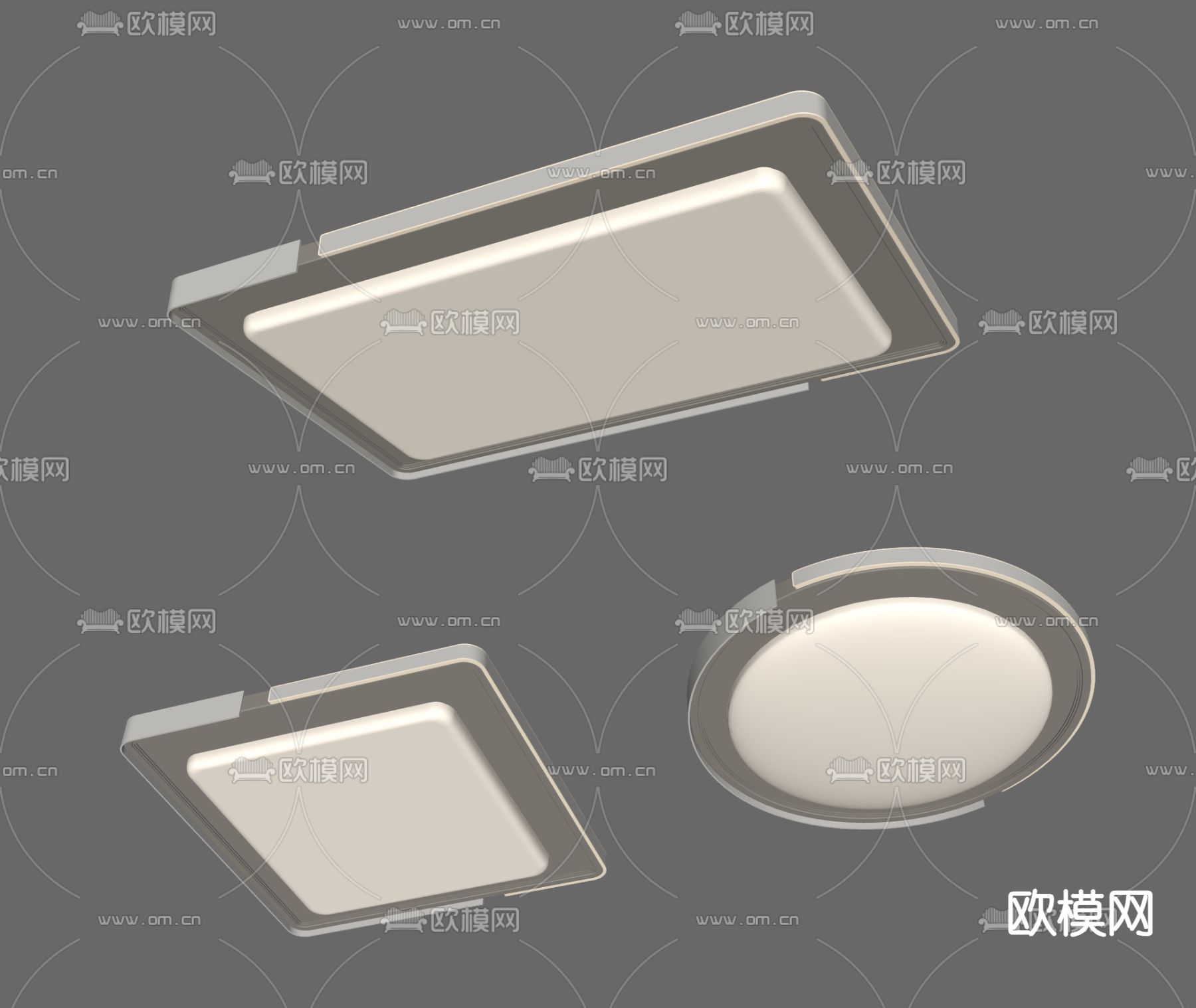 奶油风吸顶灯 卧室灯su模型下载（渲染图2）