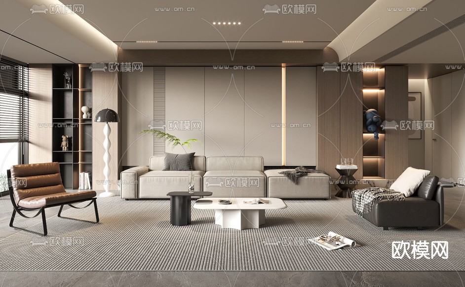 现代客厅3d模型下载(渲染图1)