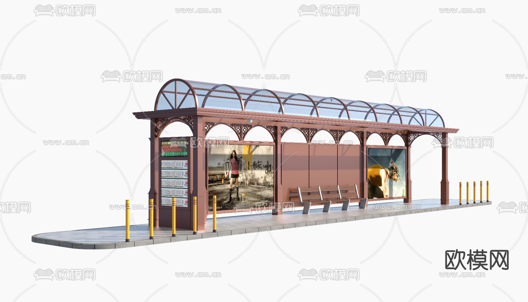 公交站台 巴士站 候车亭3d模型下载