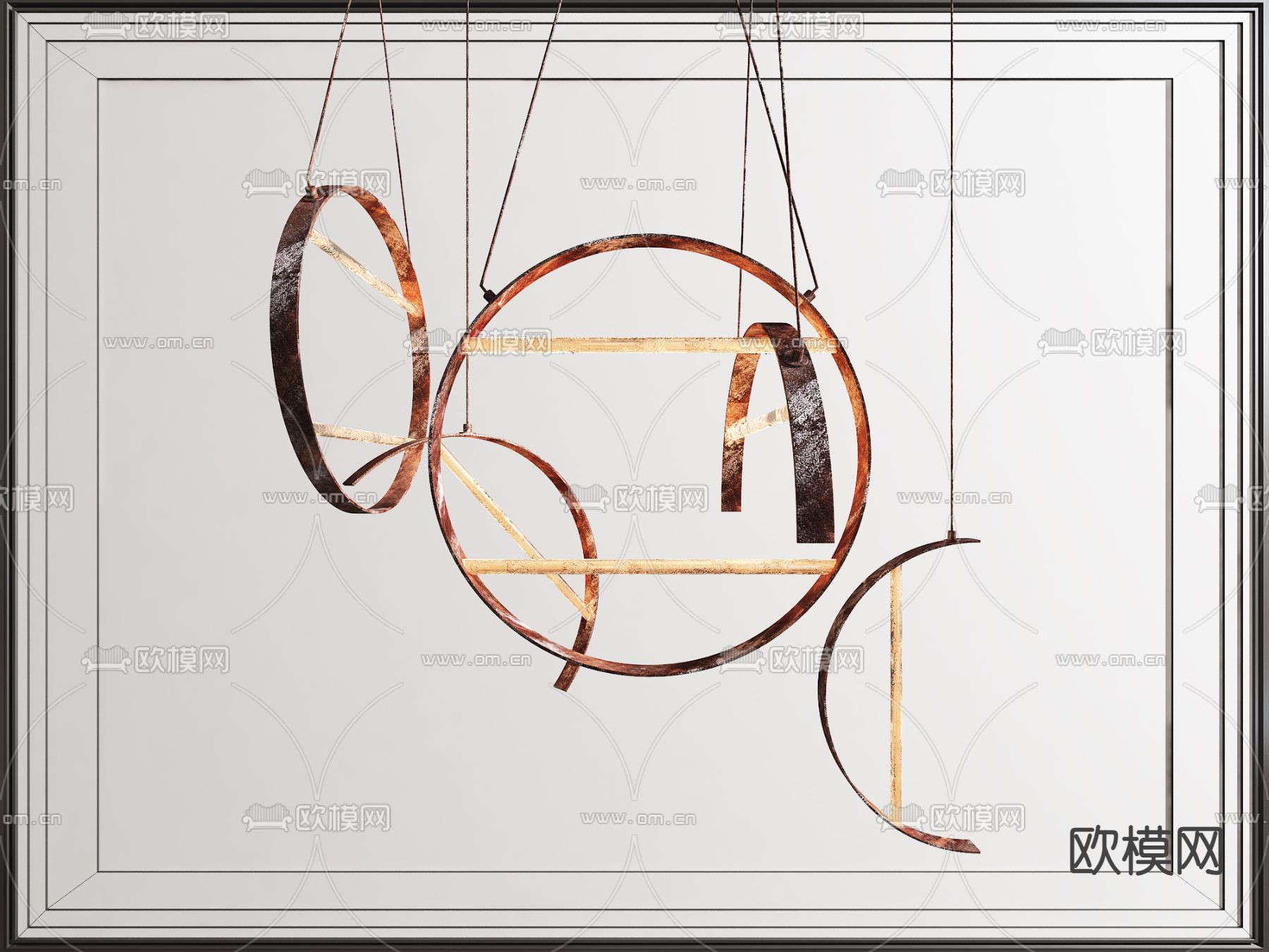 工业风吊灯 圆环吊灯3d模型下载
