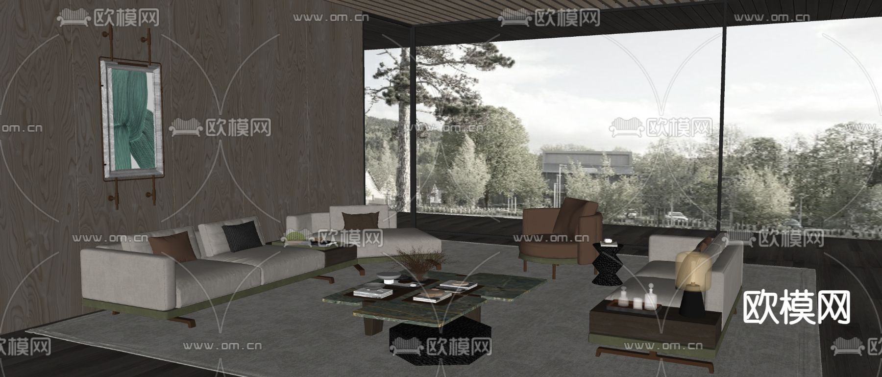 Minotti 客厅 组合沙发su模型下载（渲染图4）