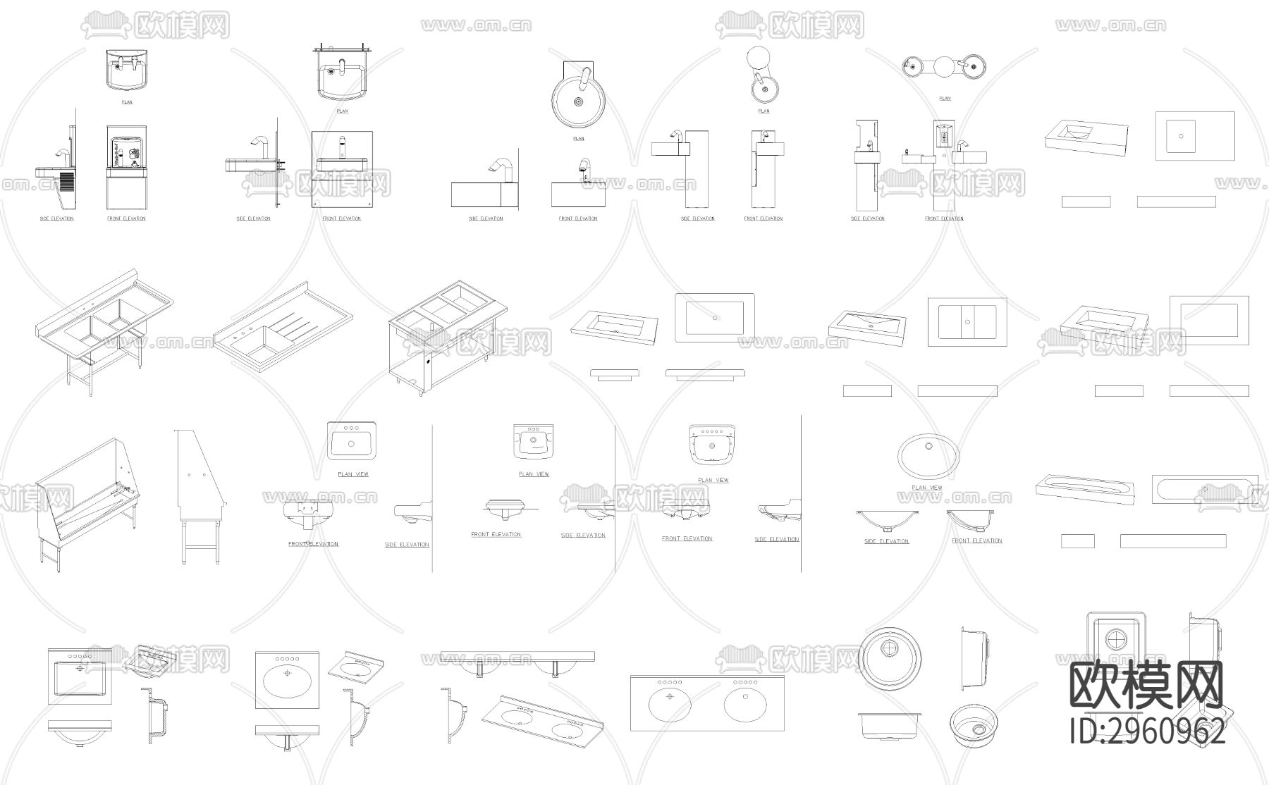 面盆cad图库下载（渲染图2）