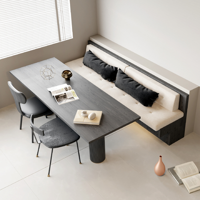  现代卡座 多人沙发 休闲桌椅su模型 