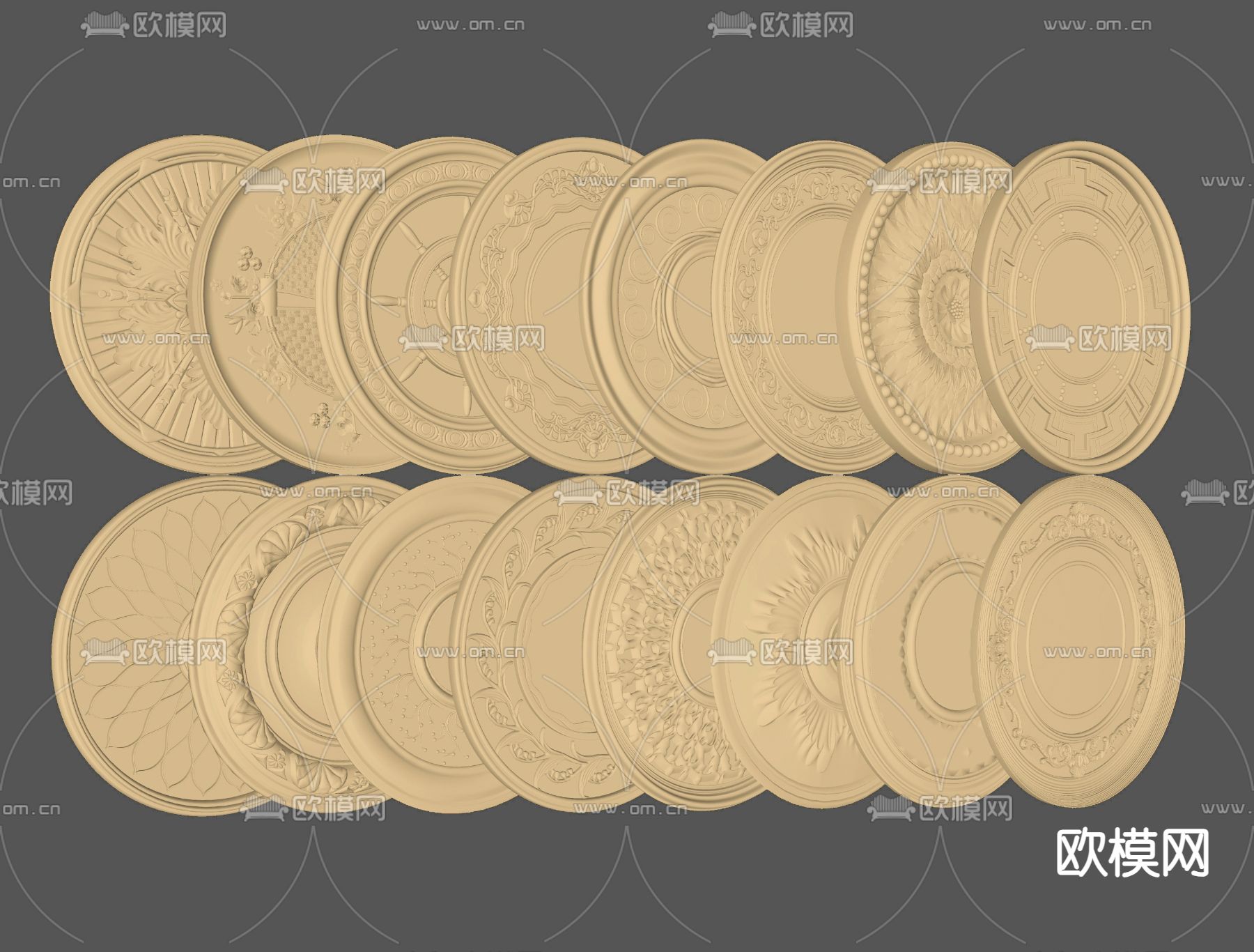 欧式古典雕花盘底座su模型下载（渲染图1）