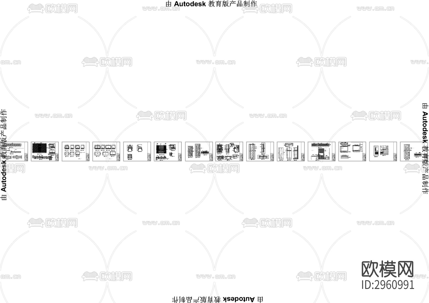 床头背景 电视背景cad大样图下载（渲染图5）