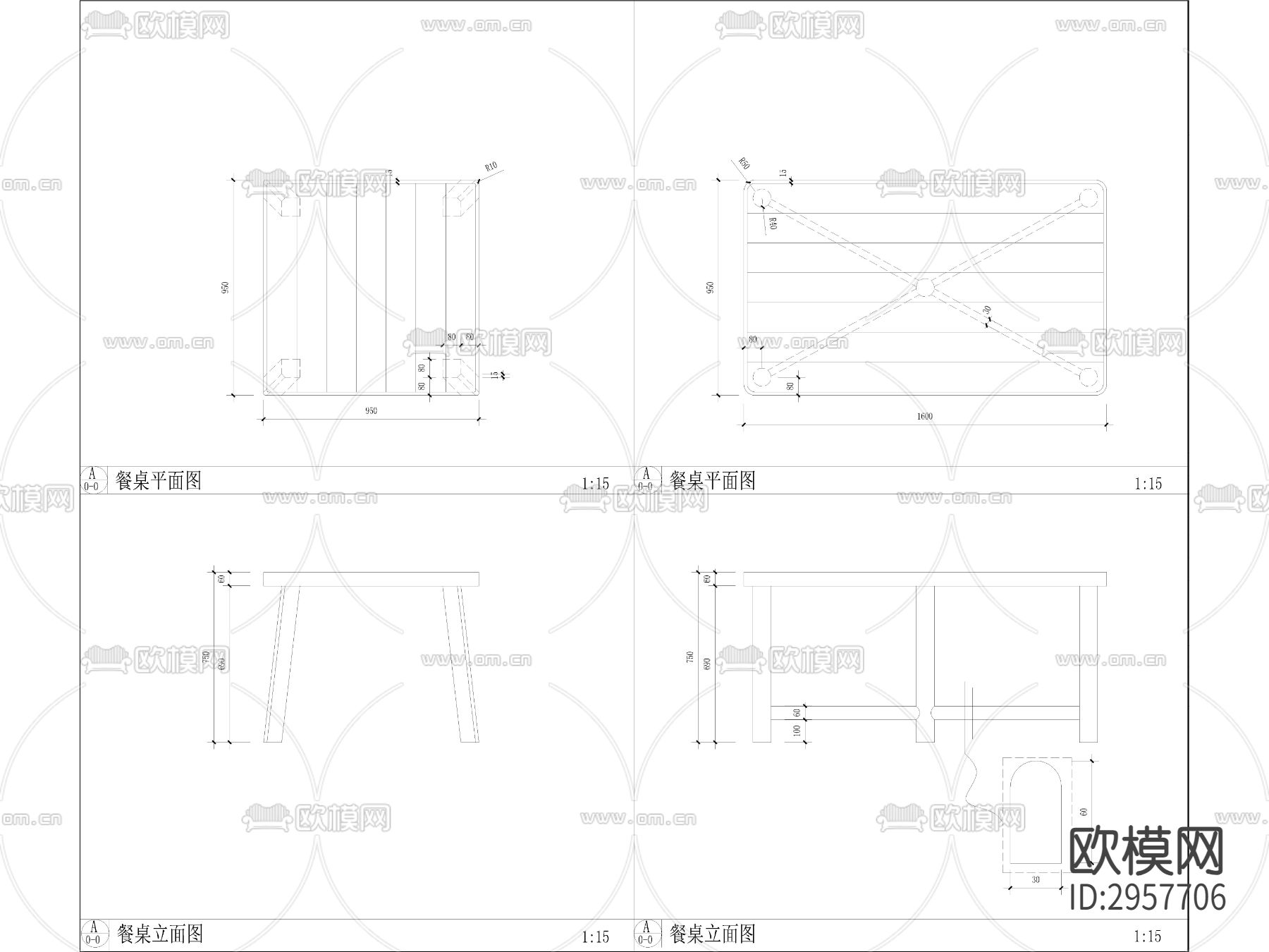 高档餐厅家具设计图cad大样图下载（渲染图3）