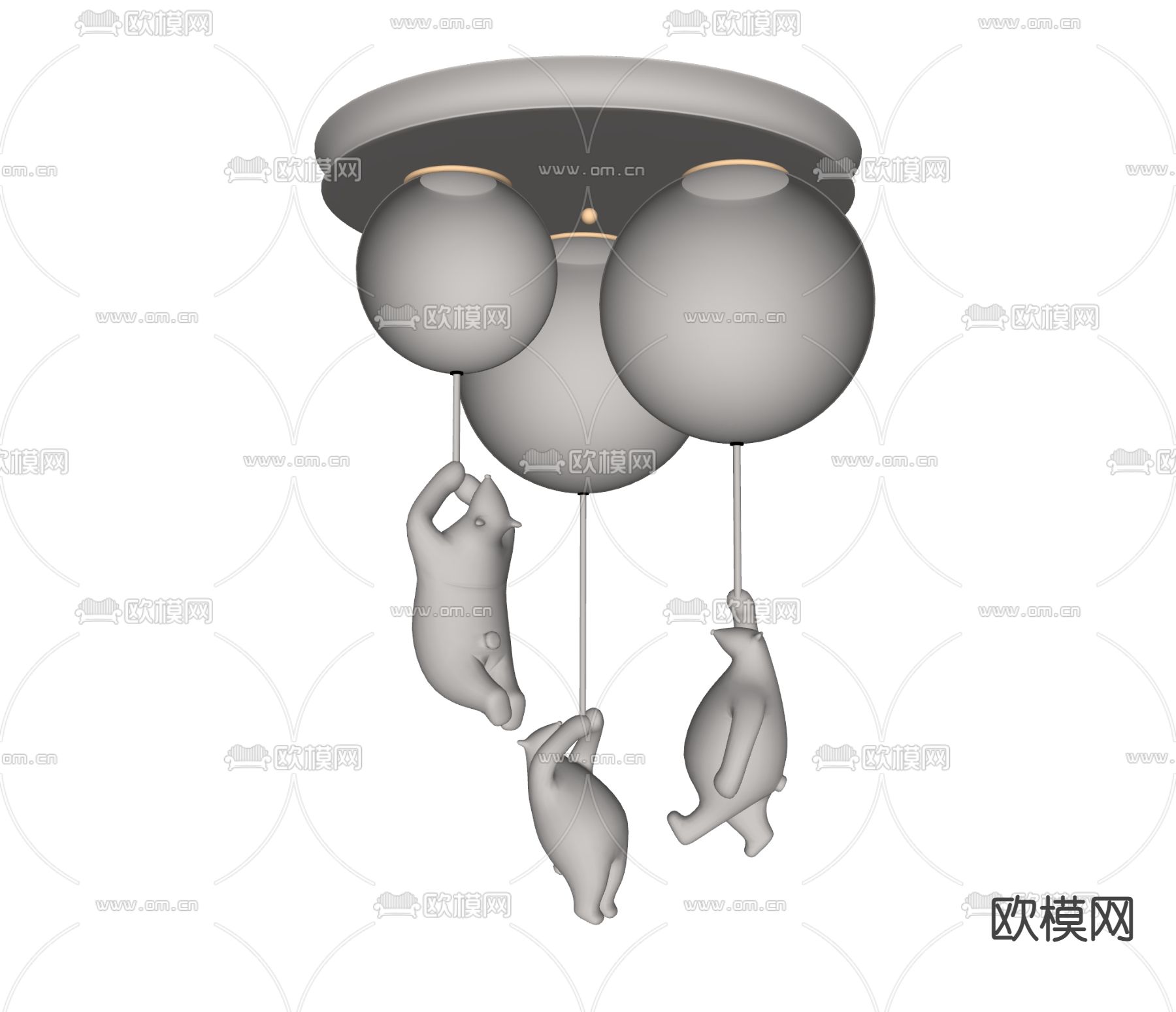 现代吸顶灯su模型下载（渲染图1）