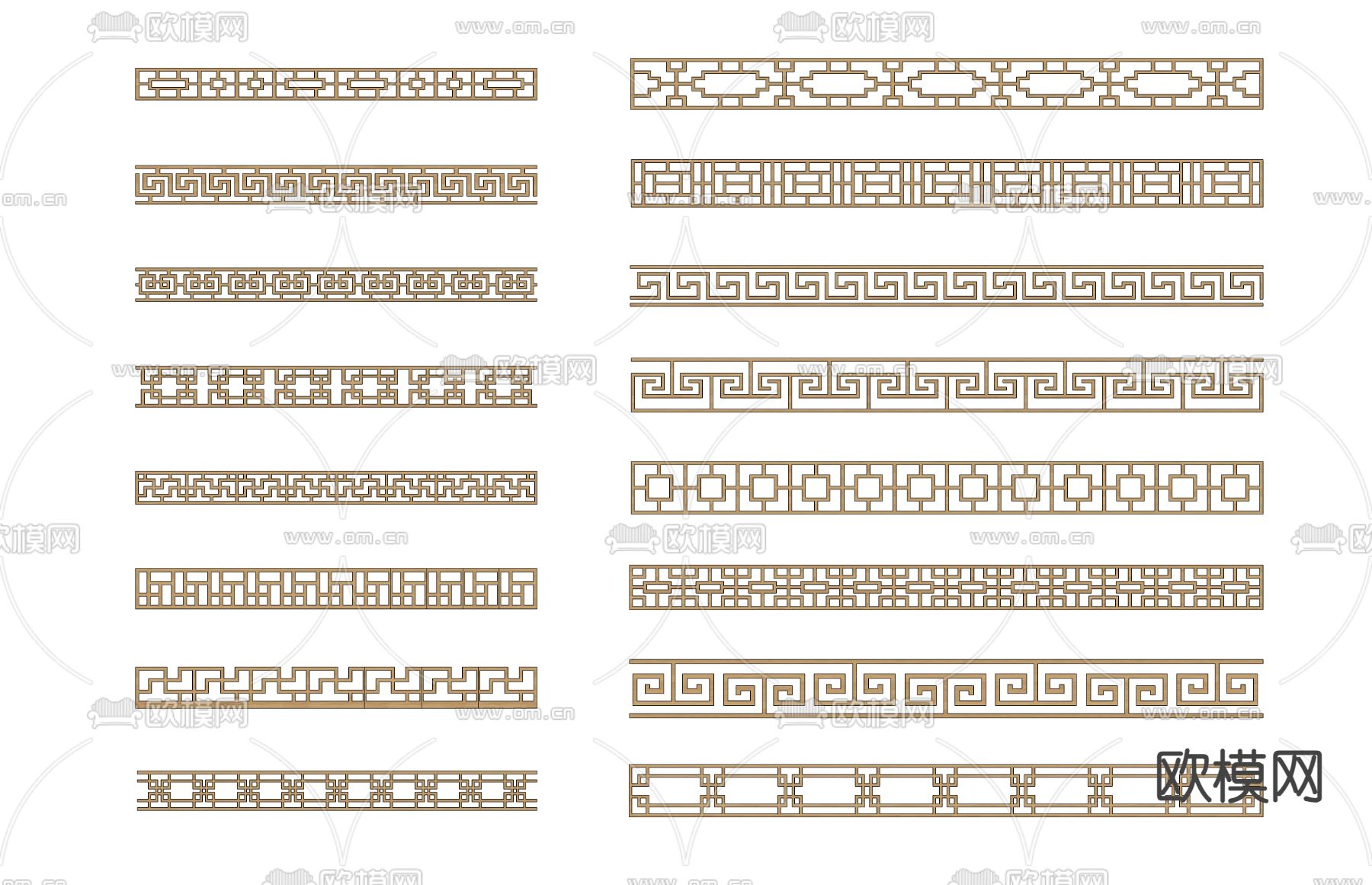 新中式花格 雕花 镂花隔断su模型下载（渲染图1）