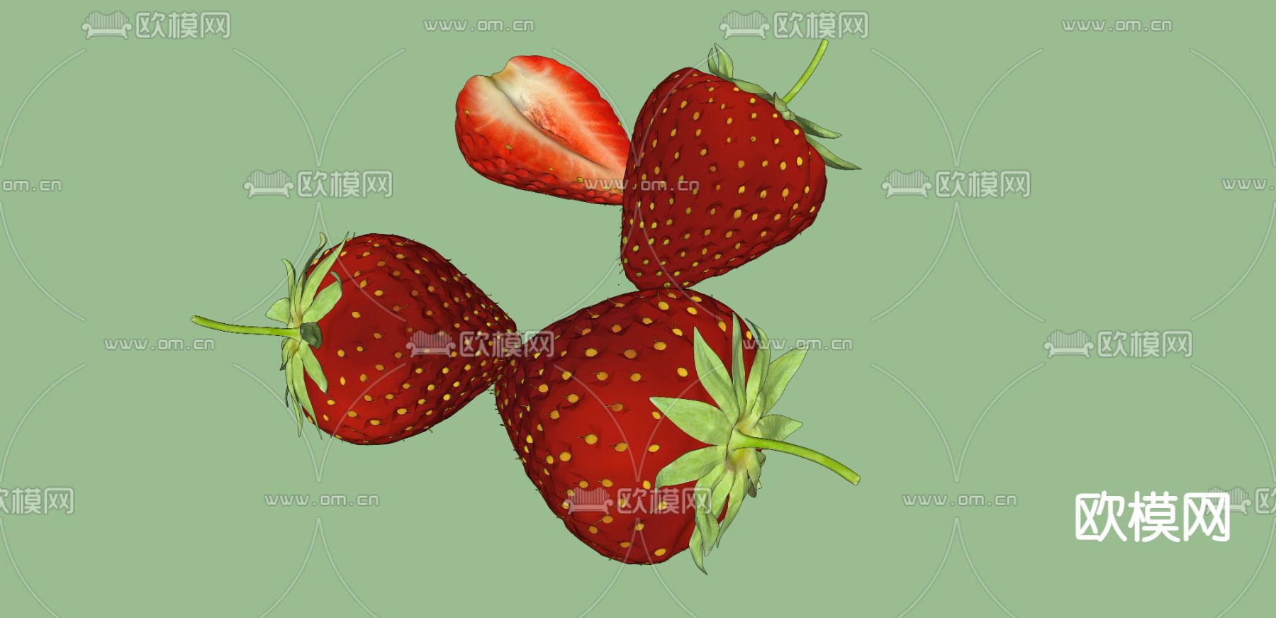 草莓 水果su模型下载（渲染图2）