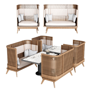  卡座沙发 藤条沙发 户外沙发su模型 