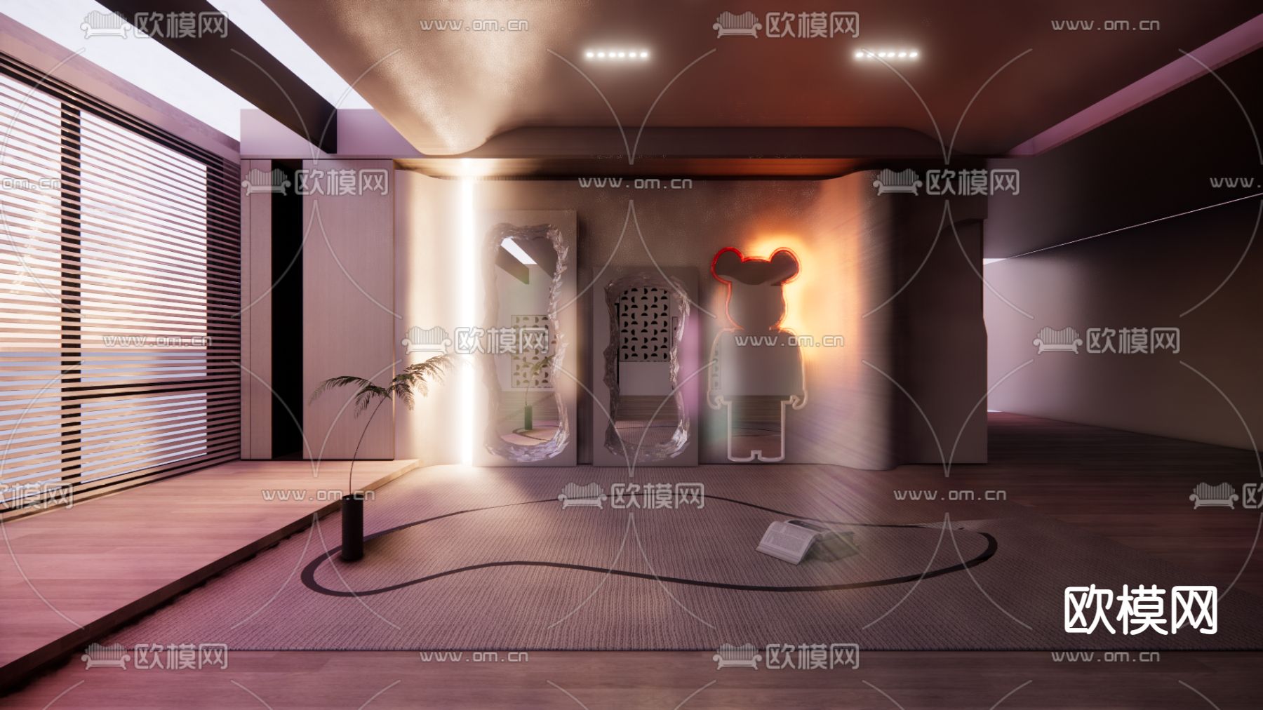 镜子 落地窗 全身镜 穿衣镜su模型下载（渲染图1）