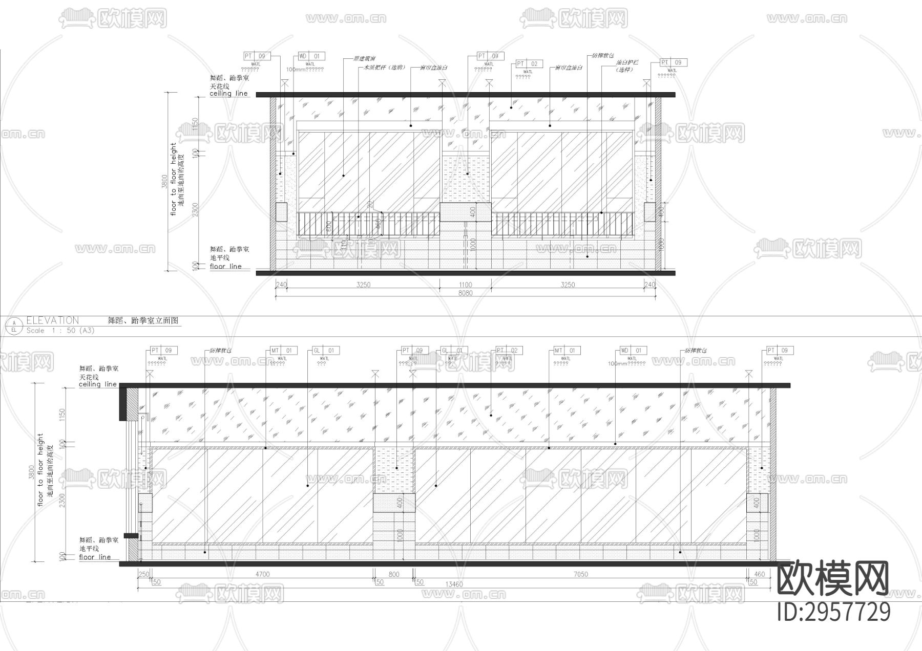 儿童教育舞蹈室cad施工图下载（渲染图2）