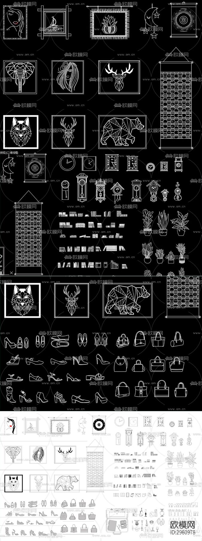 装饰画cad图库下载（渲染图6）