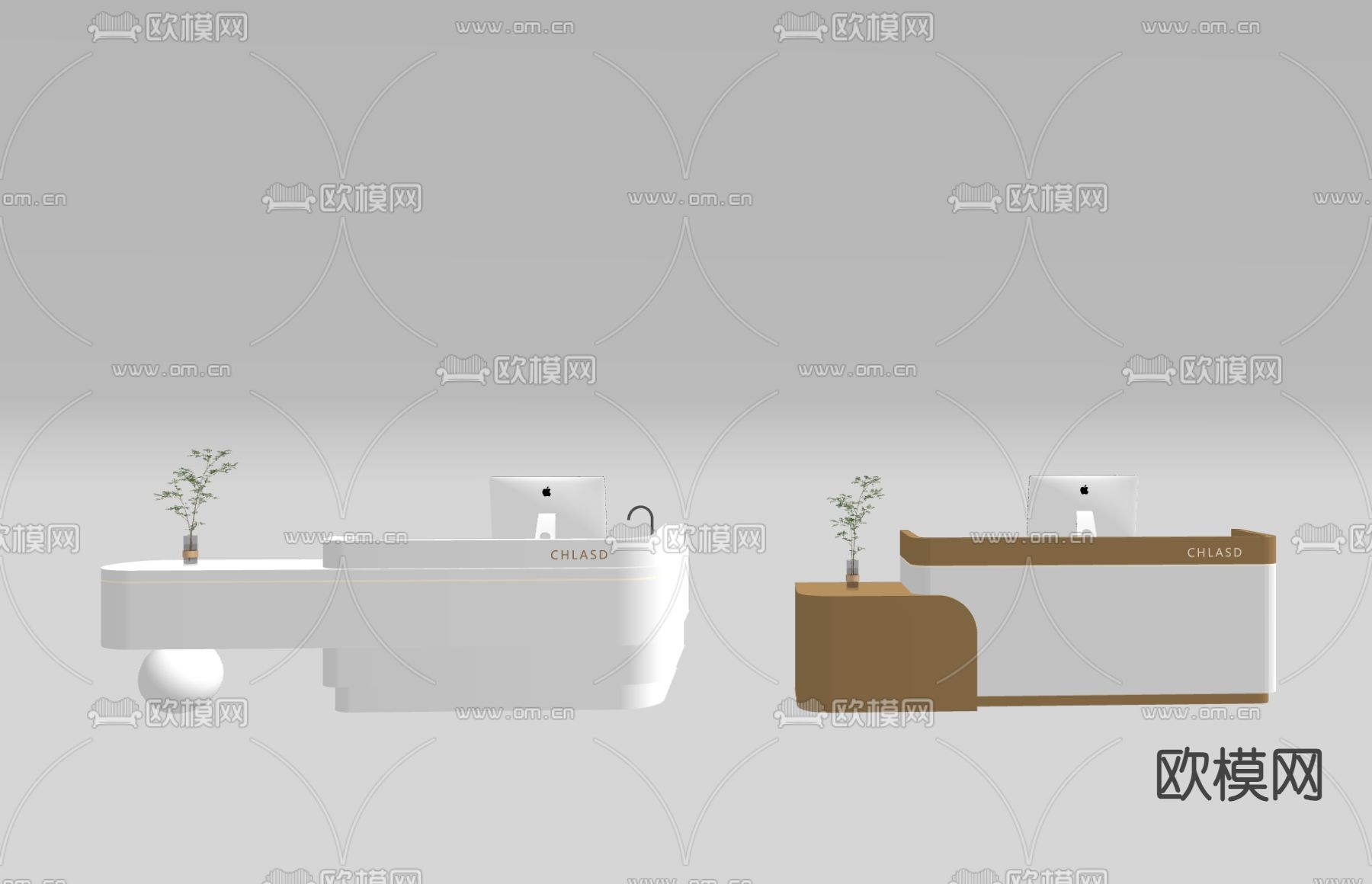 现代前台 接待台 收银台su模型下载（渲染图2）