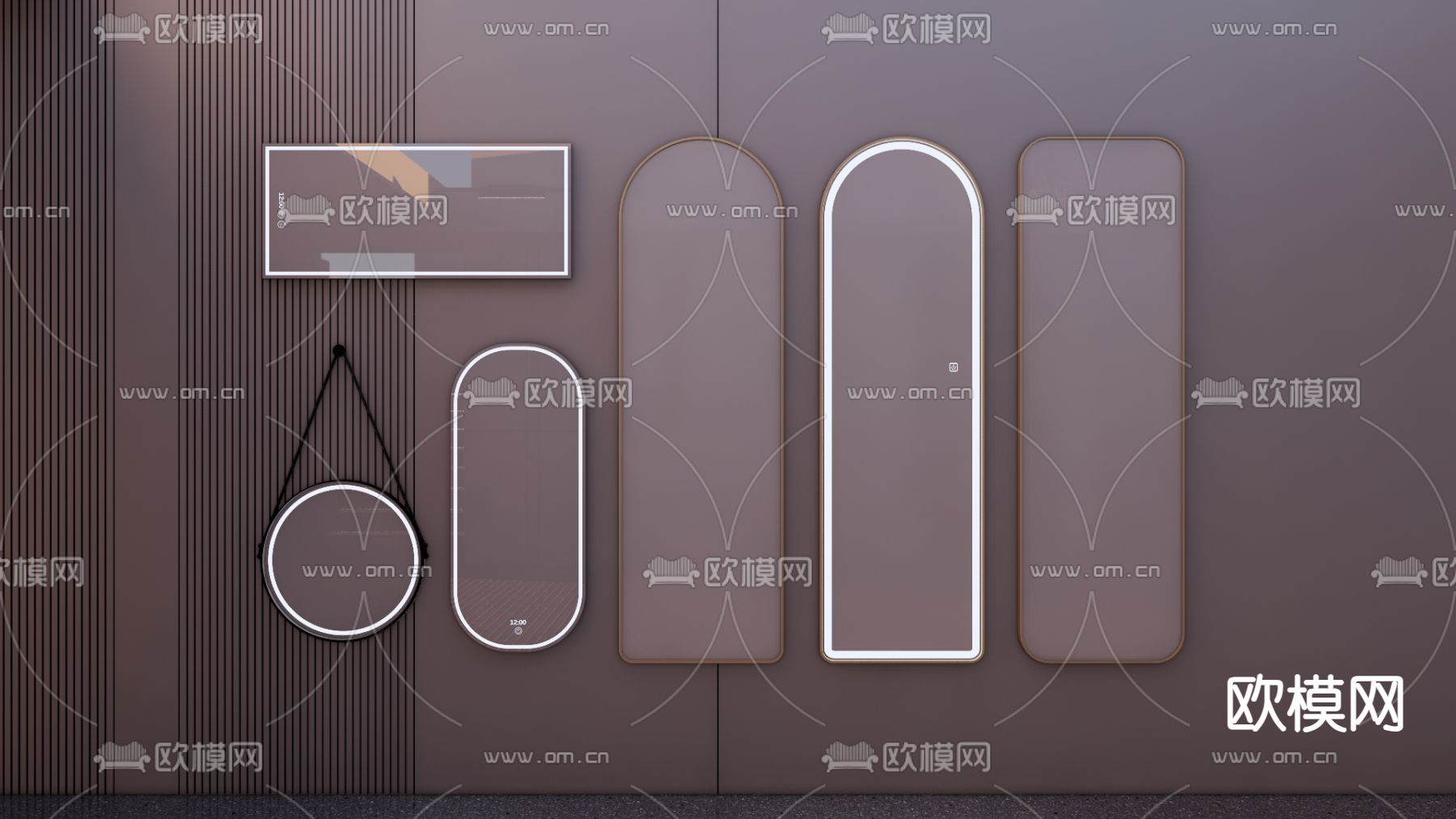 镜子 落地窗 全身镜 穿衣镜su模型下载（渲染图2）