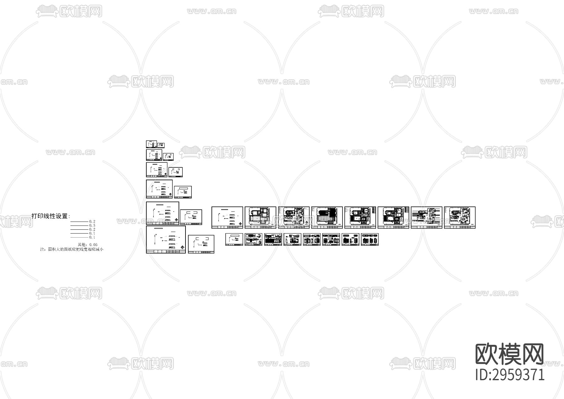 新中式平层cad施工图下载（渲染图1）