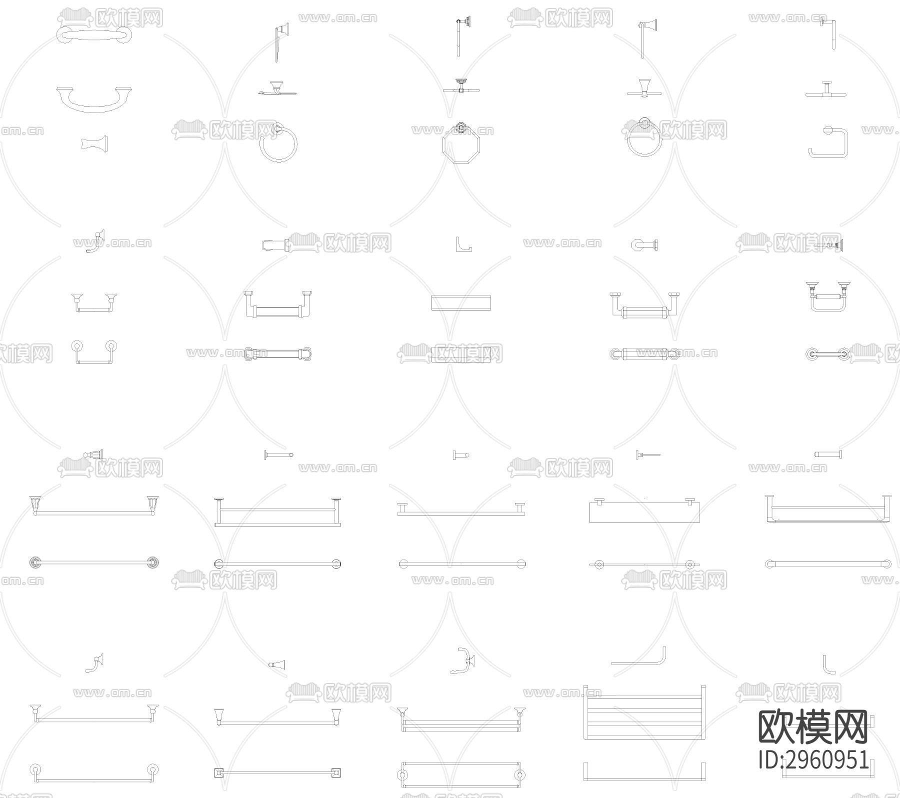 毛巾架cad图库下载（渲染图3）