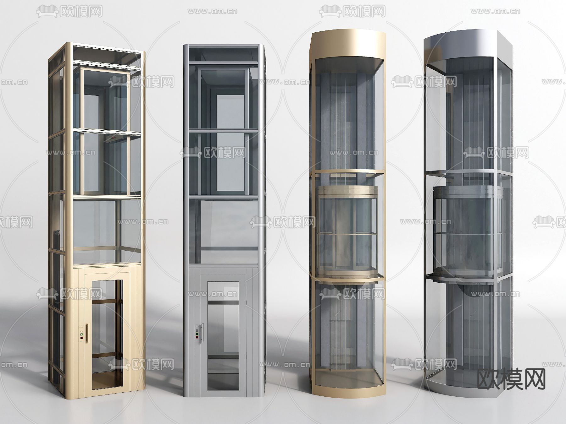 现代户外电梯 升降电梯su模型下载（渲染图2）