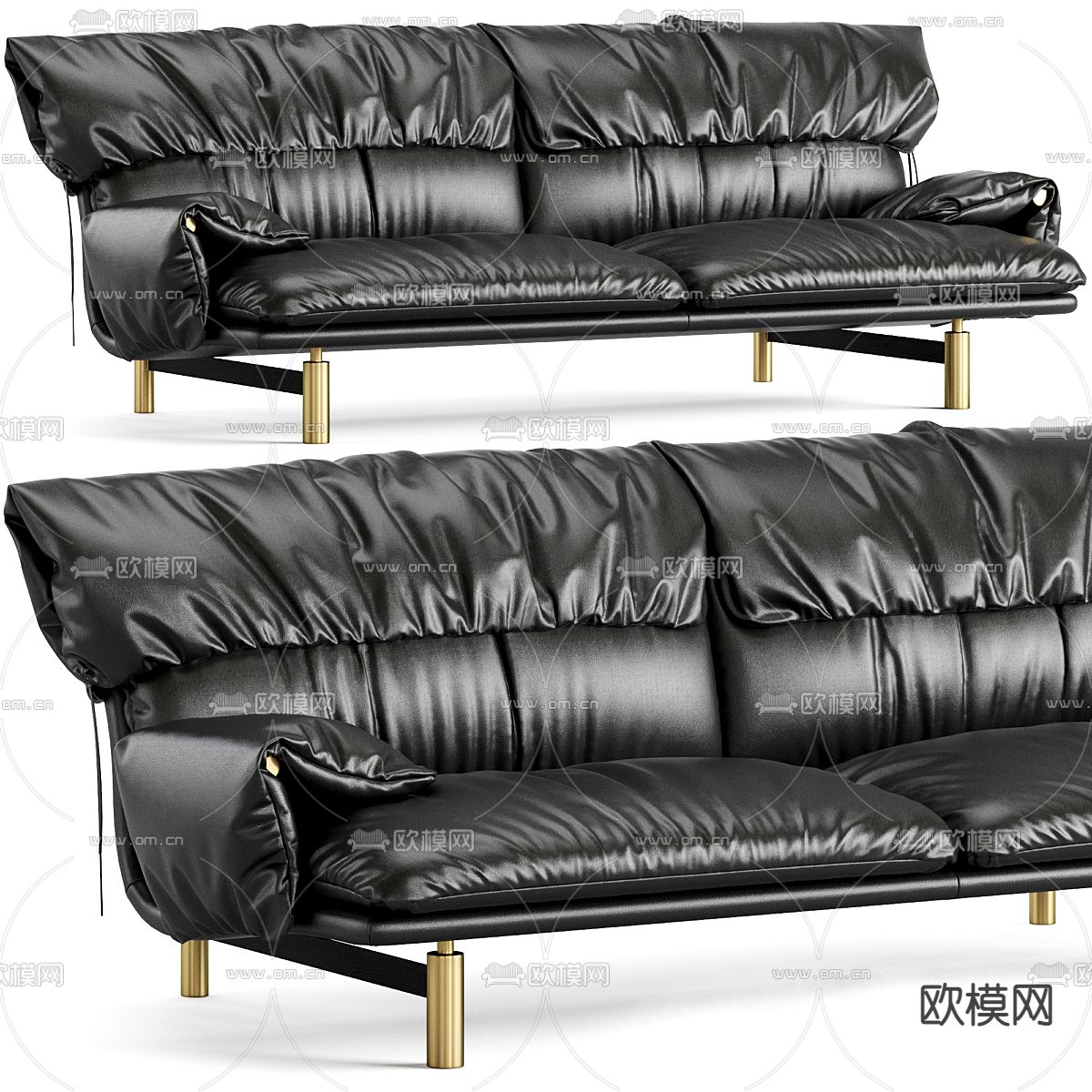 Baxter 皮沙发 双人沙发su模型下载（渲染图1）