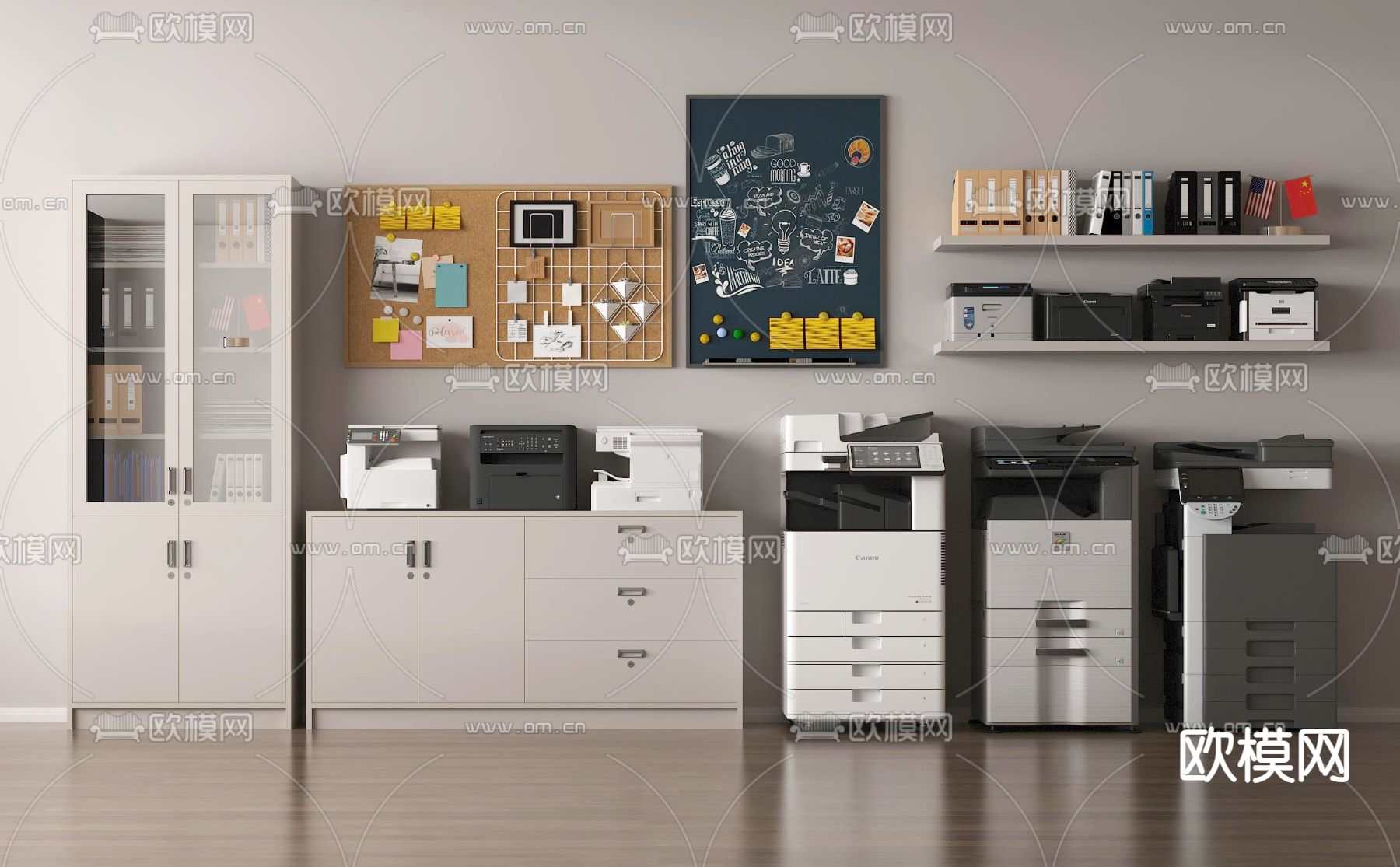 打印机 复印机 扫描机 便签墙 办公用品3d模型下载