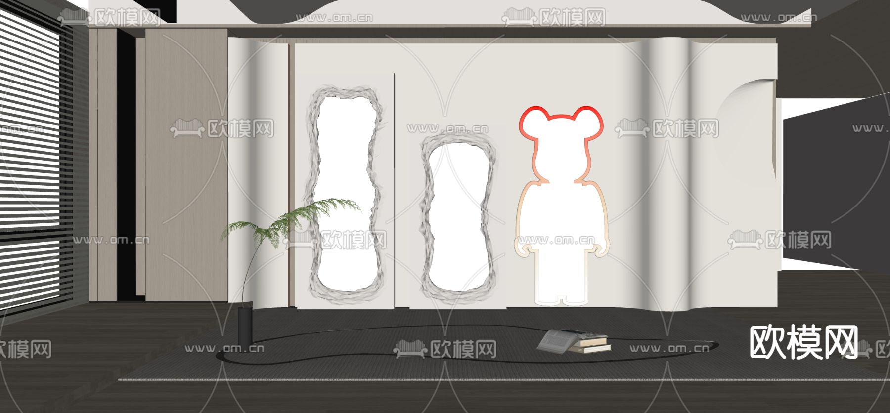 镜子 落地窗 全身镜 穿衣镜su模型下载（渲染图2）