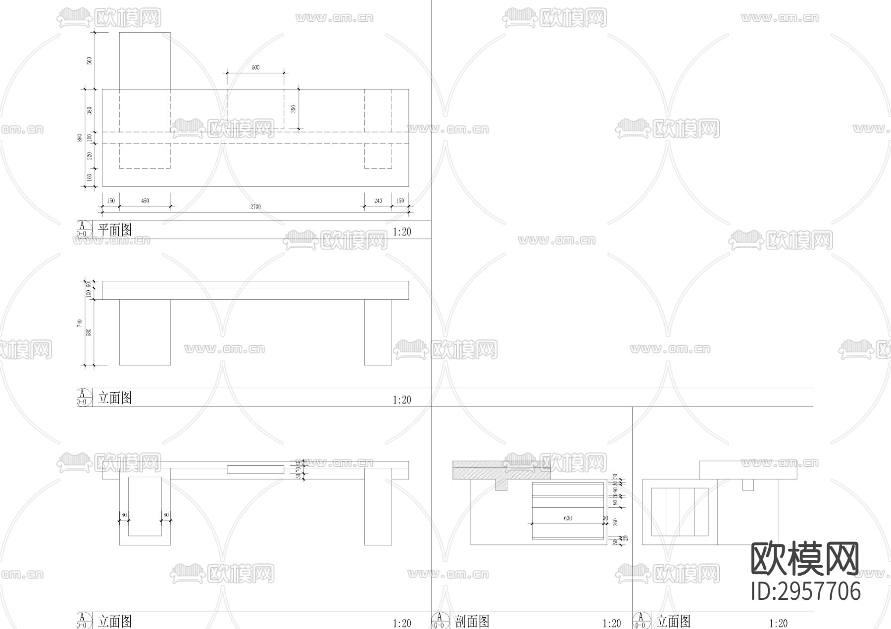 高档餐厅家具设计图cad大样图下载（渲染图1）