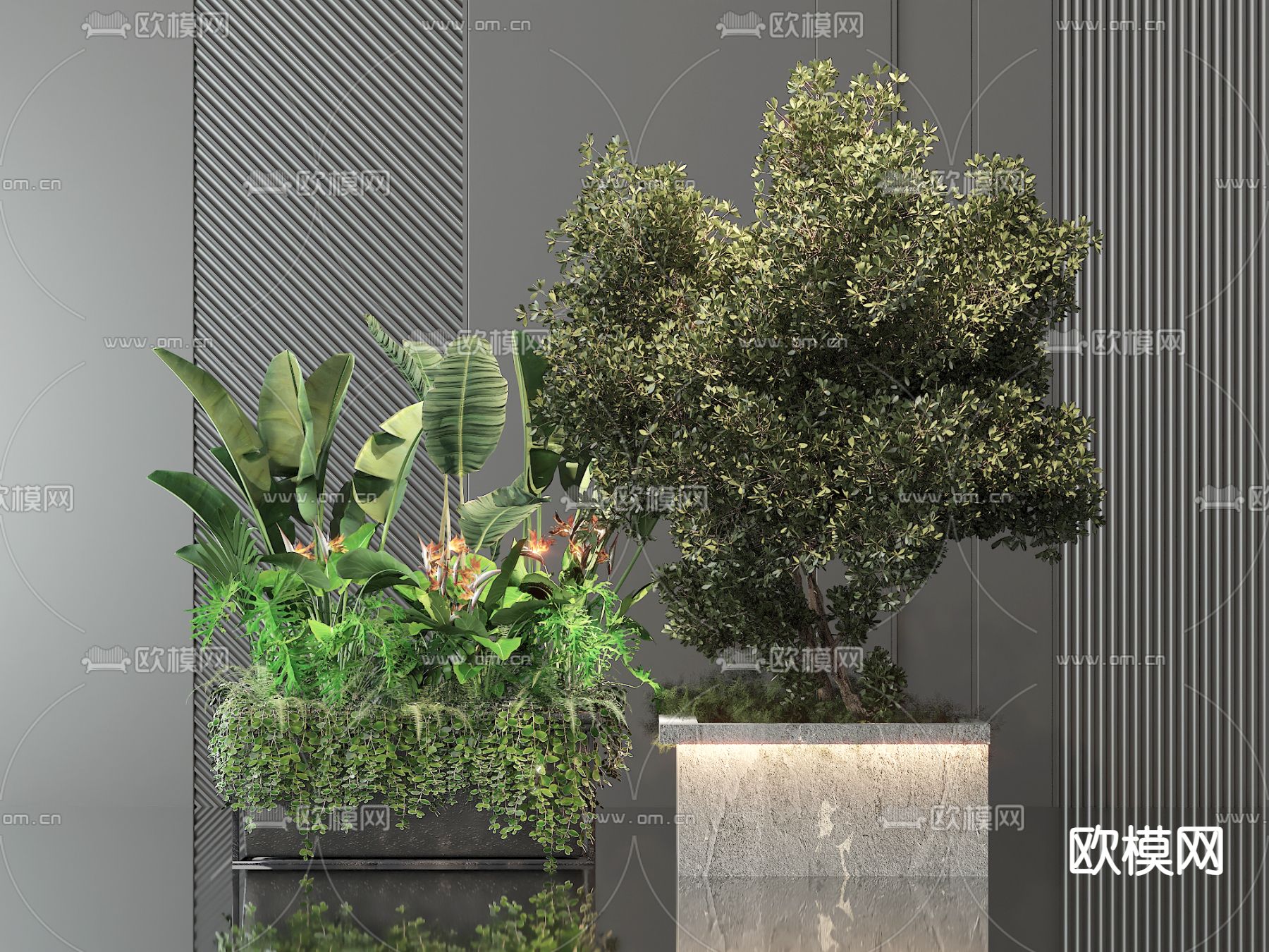 花坛 花槽 花箱 植物堆3d模型下载