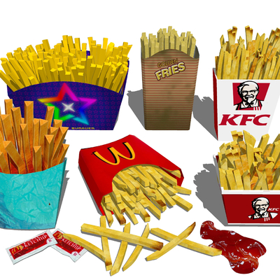  薯条 美食su模型 