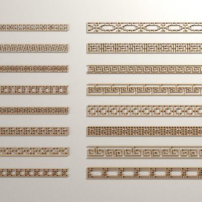  新中式花格 雕花 镂花隔断su模型 