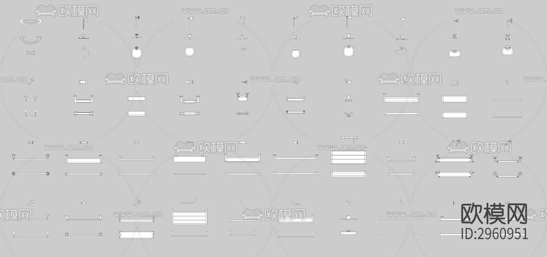 毛巾架cad图库下载（渲染图1）