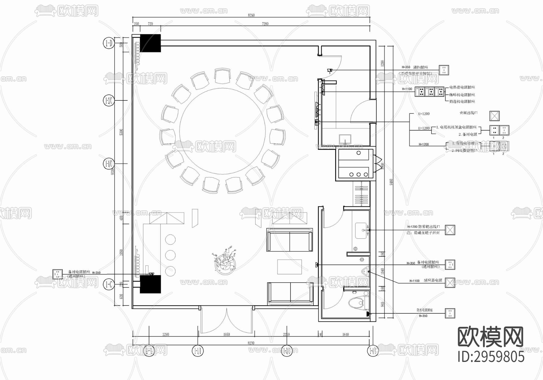 80㎡中餐厅包房室内施工图 餐饮 中餐 餐厅包房 特色餐厅cad施工图下载（渲染图4）