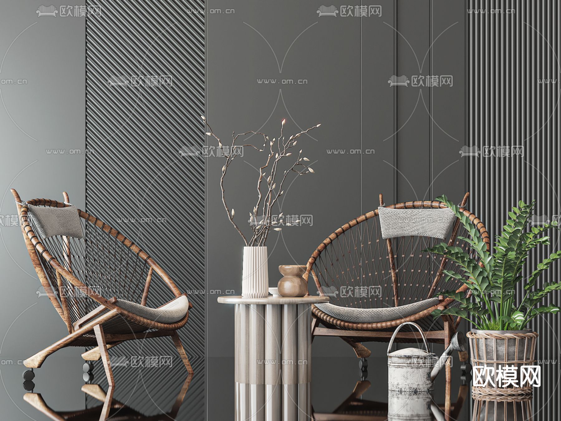 藤编户外椅 雷达椅 阳台椅3d模型下载