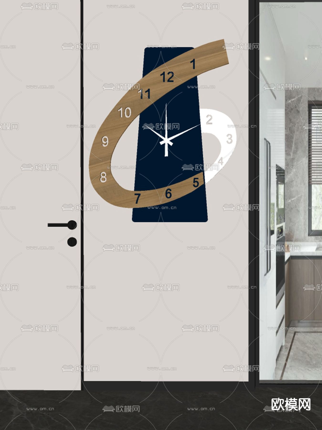 现代时钟 挂钟 钟表su模型下载（渲染图3）