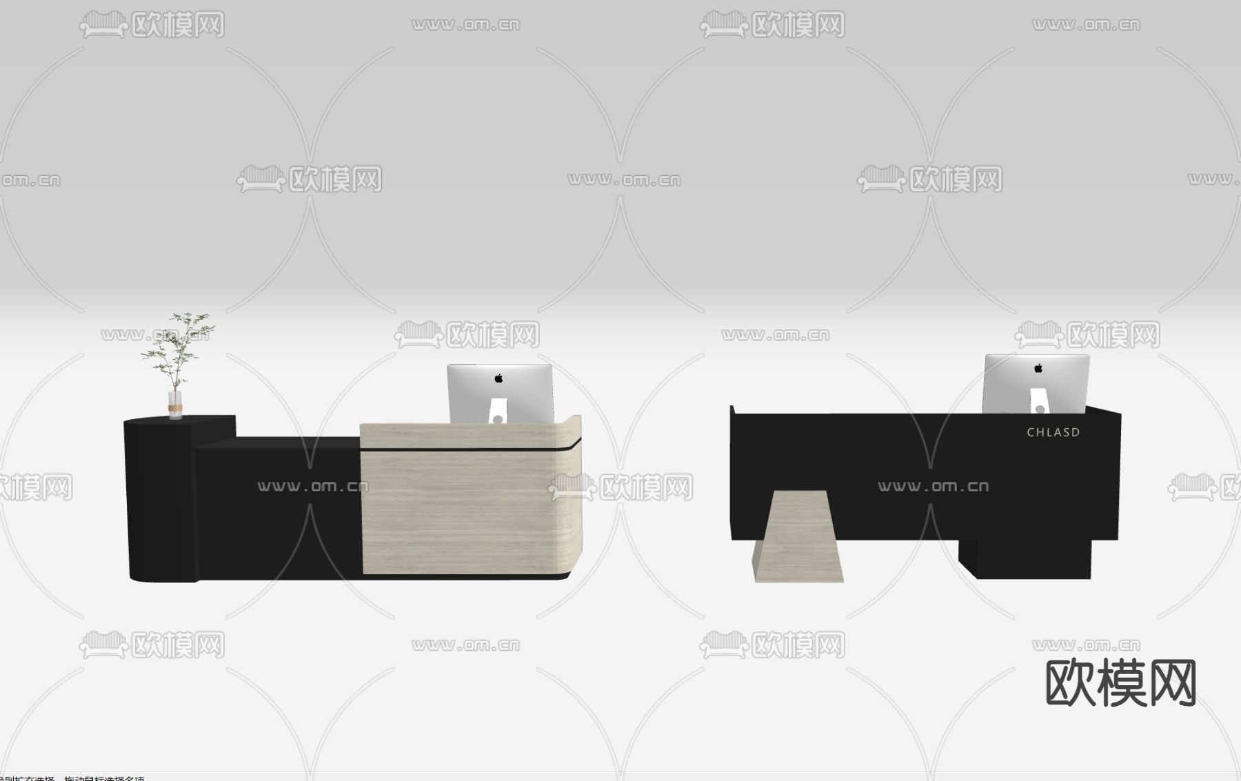 现代前台 接待台 收银台su模型下载（渲染图2）