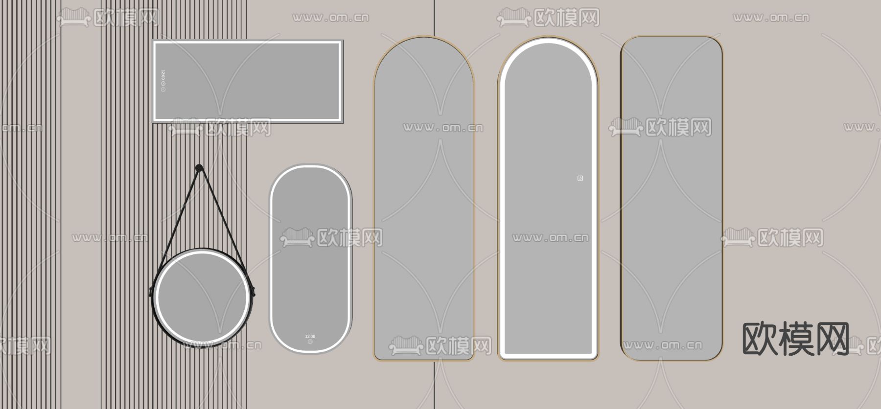 镜子 落地窗 全身镜 穿衣镜su模型下载（渲染图1）