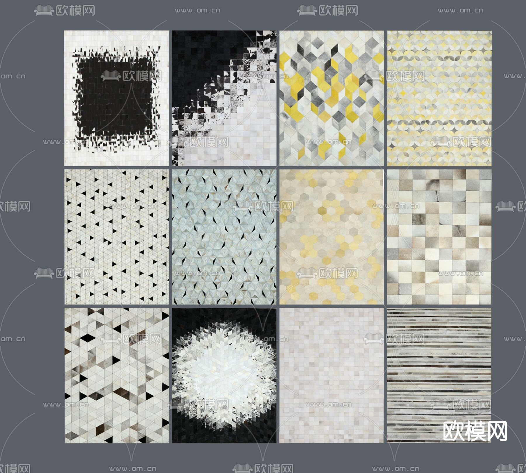 现代布艺地毯免费su模型下载