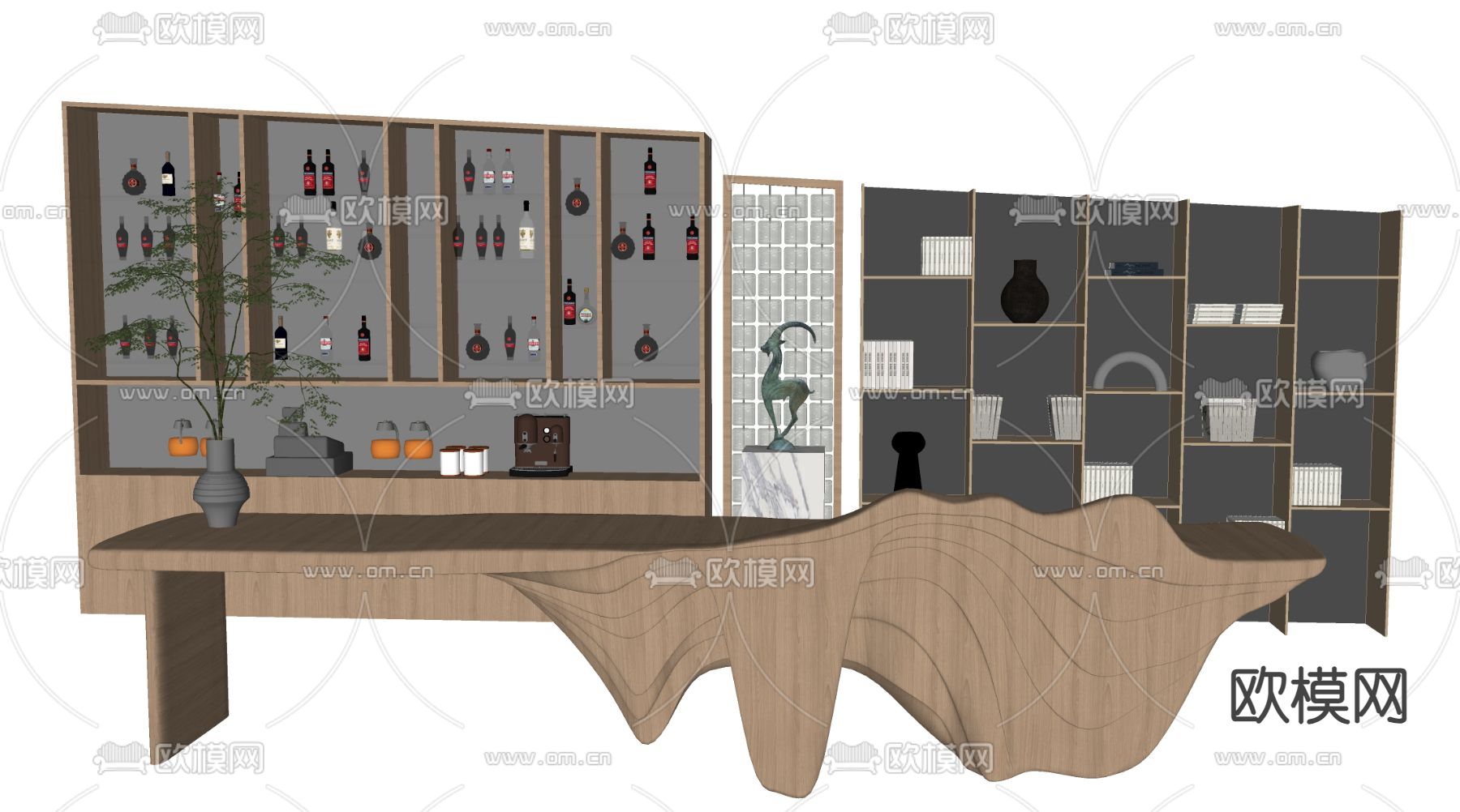 现代前台 服务台 接待台 异形收银台su模型下载（渲染图2）
